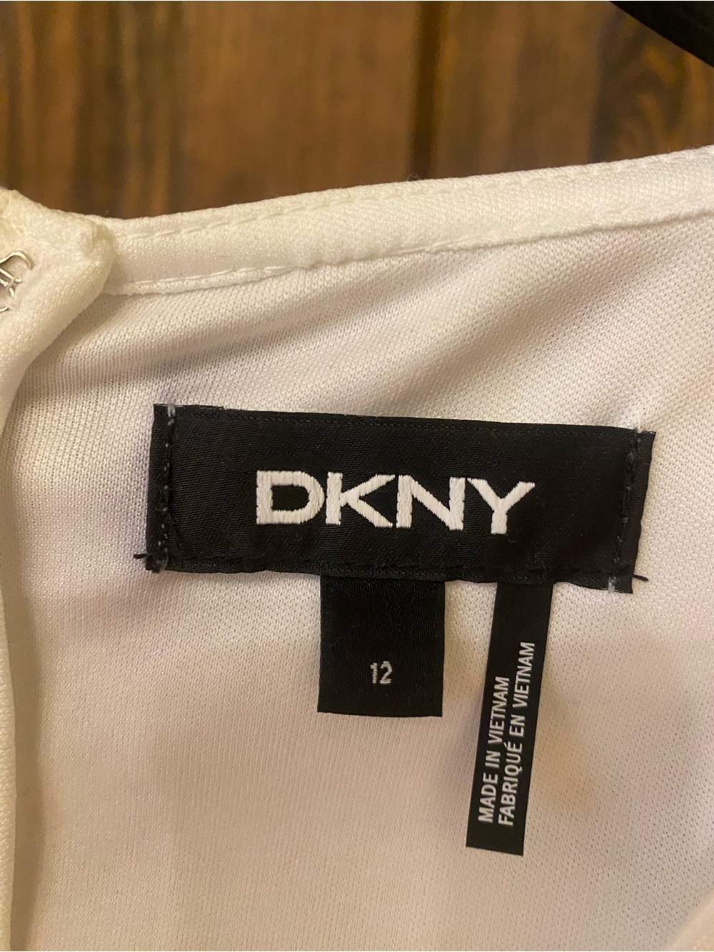 DKNY White Blouse with Black Logo Label